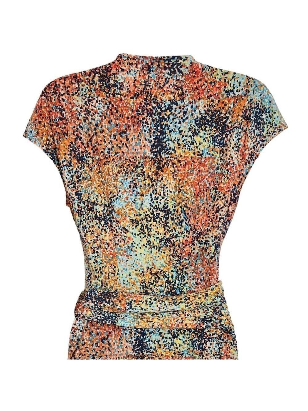 BCBG Max Azria Rainbow Dot Faux Wrap Knit Midi Dress Small - Picture 7 of 11